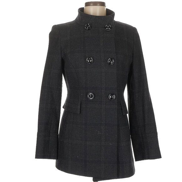 Cinzia Rocca due Italian Wool Pea Coat Car Coat 6 Plaid Luxury